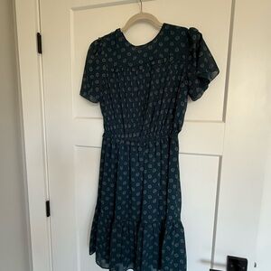 Michael Kors Teal Midi Dress with Light Teal Paisley Print